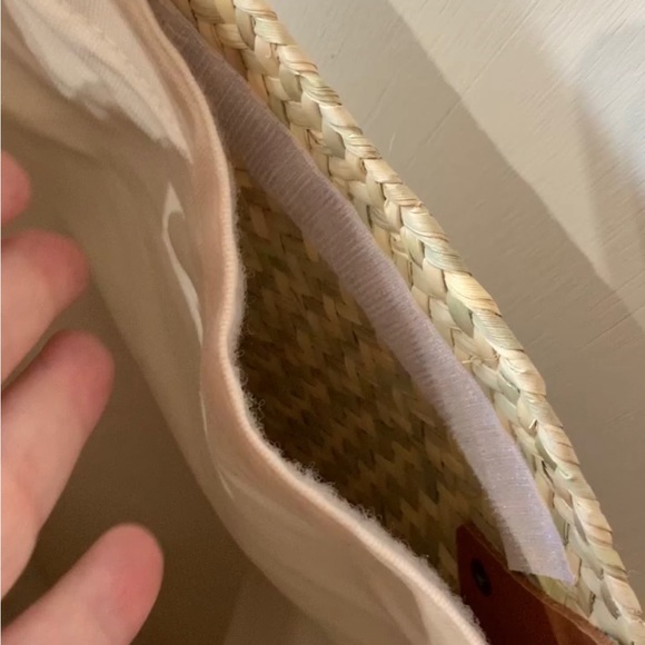 Large Natural Material Woven Tote with Leather Handles - Picture 9 of 14